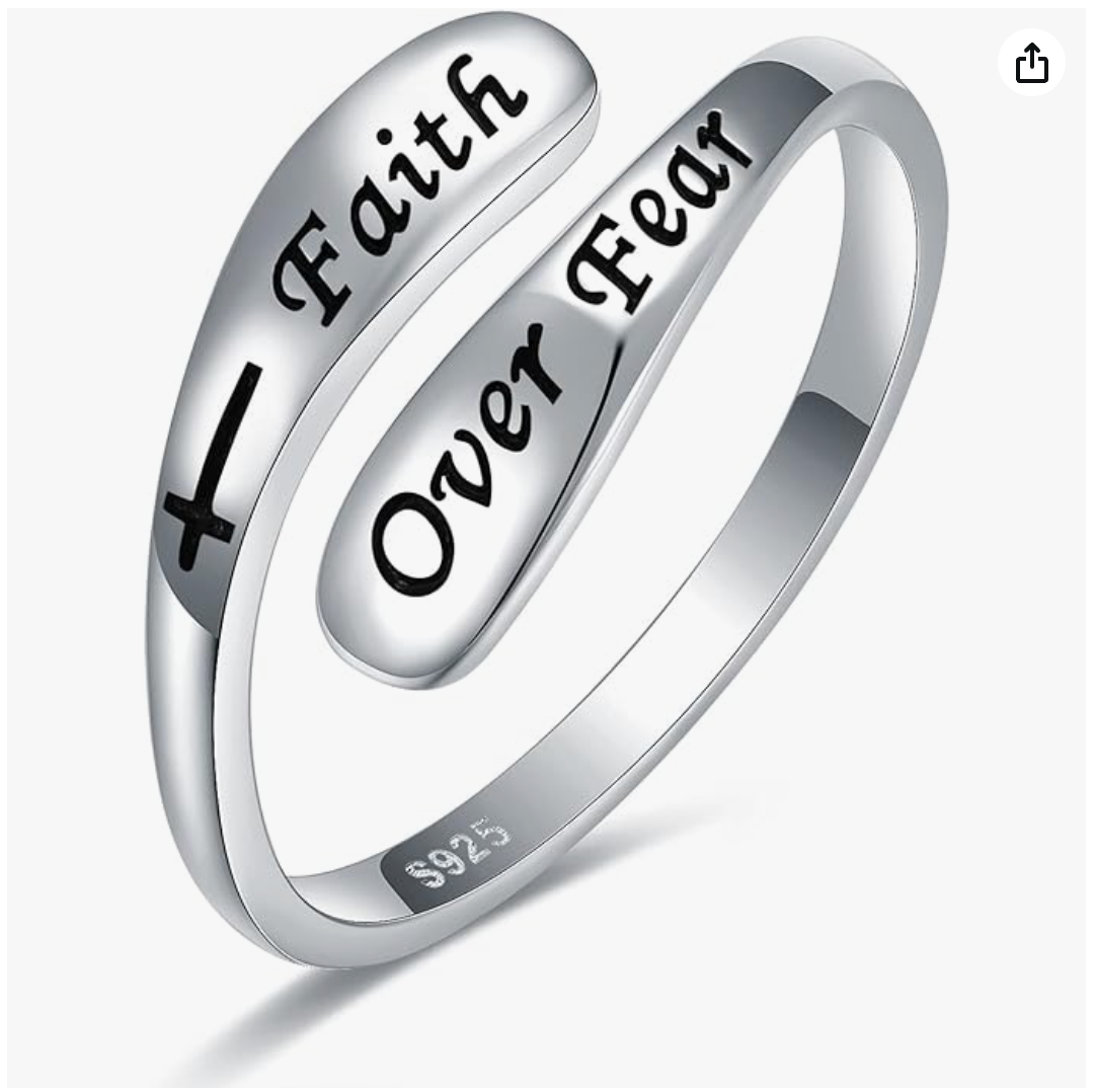 Faith Over Fear" Sterling Silver Reminder Ring – The Perfect Companion to Our Bestselling Journal